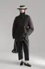 Abrigo de Terciopelo de Nube y Mohair con Cuello Alto, Diseño Minimalista para Mujer, Abrigo de Lana Holgado, Nuevo Abrigo de Otoño e Invierno