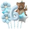 Set de globos de película de aluminio de 40 pulgadas color caramelo, blanco leche, azul talco para bebé, digital, mate, oso mágico, pastel, flor de margarita
