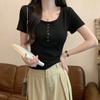 Camiseta de Manga Corta para Mujer Estilo Chica Dulce-Cool Picante Retro Americana, Corte Ajustado, Nuevo Top Corto Versátil Verano 2026
