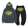 Synaword High Street Y2K Traje Europeo y Americano para Hombre Ins Tendencia Hip-Hop Sudadera con Capucha Sudadera Estampada Syna Pantalones