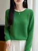 Suéter de punto para mujer de 7 agujas, cuello redondo, grueso, suave, cálido, corte ajustado, sin botones, top para capa interior de otoño e invierno