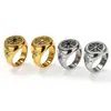 Estilo Europeu e Americano Retrô Leve Luxo Bússola Náutica Ousada Anel de Bússola com Decoração de Diamante Aço Titânio Anel Tendência Personalidade Masculino