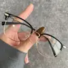 Gafas Antiluz Azul para Miopía Se Pueden Montar con Graduación, Clásicas y Elegantes Montura Media Gafas de Campus para Miopía D