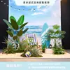 Cenário de Montagem de Evento com Tema de Verão Display de Loja em Shopping de Verão Decoração de Prancha de Surf Fundo de Decoração com Placa Kt