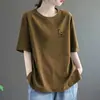 Camiseta de Manga Corta para Mujer, Nueva Moda de Verano, Versátil, Holgada, Adelgazante, Rejuvenecedora, Tallas Grandes, Top que Cubre el Vientre, Camiseta