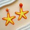 Brincos de Ráfia Tecidos à Mão Estilo Boêmio Europeu e Americano Combinação de Cores Brincos da Série Oceano Estrela do Mar Brincos para Mulheres
