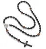 Collar Retro Religioso Personalizado No Magnético Transfronterizo Europeo y Americano Colgante de Piedra Natural con Cuentas Hecho a Mano Rosario