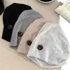 Gorro de Punto Retro Japonés con Botones Holgado para Mujer, Gorro Cálido de Invierno de Alta Gama, Gorro para la Cabeza a Prueba de Frío con Tacto Premium