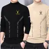 Ropa interior térmica con forro de terciopelo, engrosada y cálida, camiseta base para hombre con cuello semi-alto, camiseta de manga larga de color liso, top de otoño