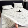 2026 Nuevo Modelo Grado A Polietileno Serie de Plantas Verdes Jacquard Enfriamiento Alfombrilla Suave 90*200cm Juego de Dos Piezas