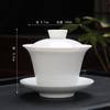 Mat fat jade blanco porcelana sancai tazón actividades de la empresa LOGO regalo dahongpao té reseña tazón con mano regalo al por mayor