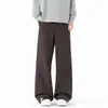 Pantalones de pierna ancha personalizados/de alta gama, color liso, corte holgado, estilo de pierna recta, nuevos de estilo americano hasta el suelo, pantalones casuales de pierna curva, gris oscuro