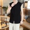 Colete Estilo Chinês Terno Tang Masculino Colete Estilo Chinês Barra de Cintura de Verão Fivela de Cintura Colete Solto para Meia-idade e Idosos Camiseta