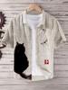 2024 Verano Transfronterizo Verano Estilo Chino Estampado Digital Manga Corta Camisa de Hombre Casual Combinable Sencilla Combinable