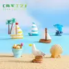 Decorações de paisagens em miniatura: prancha de surf, veleiro, conchas do mar, gaivotas, série de praia e litoral com tema oceânico, pequenos enfeites, feito à mão