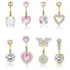 Anillo para Ombligo Sexy de Doble Punta Redonda de Nuevo Estilo Transfronterizo con Circonita Acero Inoxidable Barra Stud para Ombligo Joyería al por Mayor