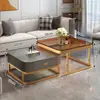 Mesa de centro cuadrada para sala de estar, adecuada para apartamentos pequeños, diseño moderno simple, estilo de lujo, juego de mesa de centro de vidrio y mueble de TV de moda