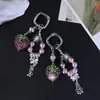 Nueva Cadena para Teléfono Estilo Lujo de Gama Alta con Diamantes Brillantes, Fresa Morada, Abalorios y Colgante de Borla, Encanto para Bolso para Mujeres
