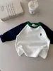 Camiseta de Manga Larga de Terciopelo Australiano para Niños, Ropa Interior, Camiseta de Manga Larga para Niños, Otoño e Invierno, Mangas Raglán de Contraste, Rayas, Moda, Forro Polar para Bebé, Venta al por Mayor