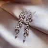 Pendientes de plata con microincrustaciones de circonita para mujer, elegantes y largos con borlas, exquisitos pendientes de lujo con orejas de trigo que combinan con todo.