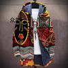 Estación Independiente Nuevo Riesgo Cero Otoño e Invierno Estampado Digital Cremallera Con Capucha Algodón Chaqueta Tweed Forro Largo Azul Marino