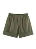 Comércio Exterior Amazon Transfronteiriço Mais Vendido Roupas Femininas Outono 2026 Cintura Alta Botão Duplo Bainha Dobrada Respirável Versátil Casual Shorts de Três Cores