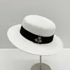 Sombrero para Mujer Nuevo Sombrero de Paja Retro Europeo y Americano para Mujer Ala Ancha Protección Solar para Exteriores de Verano Parasol de Viaje Sombrero de Paja de Copa Plana