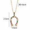 Collar de Herradura Cruzada de Amazon para Mujer Chapado en Cobre Dorado Circonita Microincrustada Diseño de Moda Personalizable Colgante Versátil en Forma de U