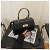 Bolso de Mano de Alta Gama para Mujer con Patrón de Lichi, Bolso Tote Casual, Nuevo Modelo 2025, Elegante Bolso Cuadrado Pequeño con Cerradura, Bolso Cruzado de Moda