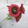 Simulación transfronteriza de 3 cabezas de girasol, flor de seda, centro comercial, flor falsa, decoración, flor de seda, ramo de boda, boda