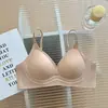Ropa interior sin costuras de enfriamiento para mujer, transpirable para verano, anti-caída, push-up, con tirantes de diamantes brillantes, sujetador sin varillas