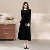 Trece Líneas de Calidad, Vestido de Hija Rica, Vestido Negro Estilo Hepburn con Diamantes Calientes, Vestido de Celebridad Adelgazante 7288