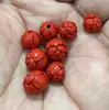 Cinnabar Cuentas Dispersas Joyería Tallado Grabado Colgante Accesorios Cuentas de Buda Wen Jugar Loto Semilla de Loto Pulsera Material de Cuentas Redondas