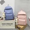 2025 Nova Mochila Pequena Cor Doce Fresca Mochila Simples Estilo Japonês Cor Pura Versátil Estudante Grande Capacidade Mochila Escolar