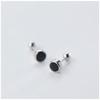 Pendientes de Plata S925 Nalan para Mujer Estilo Coreano Simples Negros Redondos Joyería de Oreja Corta con Perlas Ligeras Distintivas E4622