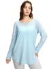 Chica gordita talla grande Ropa de Yoga para Mujer Camiseta de Manga Larga Adelgazante con Cordones en la Cintura Abertura Trasera Suelta Transpirable Blusa Deportiva