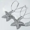 Pendientes Dorados de Estrella de Mar con Conchas Transfronterizos Europeos y Americanos Estilo Playa de Verano Estilo Vacaciones Sencillos y de Moda