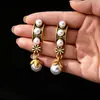 Pendientes Colgantes de Perla Retro Franceses con Diseño de Nicho, Lujo Ligero y Sensación de Alta Gama, Pendientes para el Día a Día para Mujer