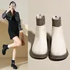 Botines calcetín de moda para mujer, nueva colección otoño/invierno 2026, estilo británico, botines con cremallera trasera, botas ajustadas, botas estilo Martin de cuero suave