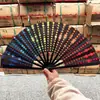 Um pé 33cm preto e branco anel vermelho ventilador preto puro ventilador de kung fu abertura e fechamento suave transfronteiriço leque dobrável antigo