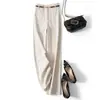 Con cinturón, elegante para ir al trabajo, amigable con la piel, nuevos pantalones anchos de pierna recta holgados de cintura alta para mujer, pantalones rectos relajados, pantalones casuales de lana
