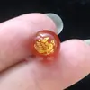 Cuentas de Ágata Natural con Estampado Dorado de las Cuatro Bestias Míticas, Rojas, Negras, Blancas y Azules, Patrón Unilateral, Cuentas Redondas: Dragón Verde, Tigre Blanco, Ave Roja, Tortuga Negra