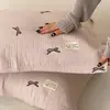 Par de Toallas Almohada de Gasa de Cuatro Capas Estilo Coreano Femenino Todo Algodón para Uso en Casa, Toalla Acolchada para Almohada de Adulto Individual