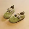 Zapatos pequeños de cuero para niña, colección primavera/otoño 2026, estampado de leopardo retro, elegantes y a la moda, suela blanda, zapatos de bebé, planos estilo Birkenstock