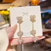 Pendientes de Corazón de Circonita Super Brillantes, Lujo Accesible y de Gama Alta, Pendientes de Dos Formas de Usar, Pendientes de Aguja de Plata, Populares Pendientes de Corazón de Melocotón para Mujer