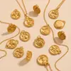 Acero Inoxidable Personalidad Impermeable Doce Constelaciones Oro de 18K Colgante Pulsera Collar Accesorios Acero Titanio DIY Joyería Colgante