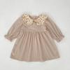 Vestido de niña estilo coreano, Mameluco de recién nacido con cuello floral de primavera y otoño, Vestido de una pieza para bebé niña, Atuendo de hermana