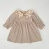 Vestido de Niña Primavera y Otoño Nuevo Cuello Floral Vestido de Niña Mameluco para Bebé Body Ropa a Juego para Hermanas Niñas
