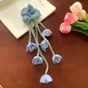 Elástico de Cabelo Flor de Lírio do Vale para Meninas, Acessório de Cabelo Estilo Fada com Fita de Borla de Alta Qualidade, Corda de Cabelo para Rabo de Cavalo