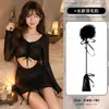 Lencería Sexy Floral Marina Estilo Puro Deseo Vestido Bodycon Transparente de Manga Larga Uniforme de Chica Atrevida Conjunto para el Hogar Mujer A338